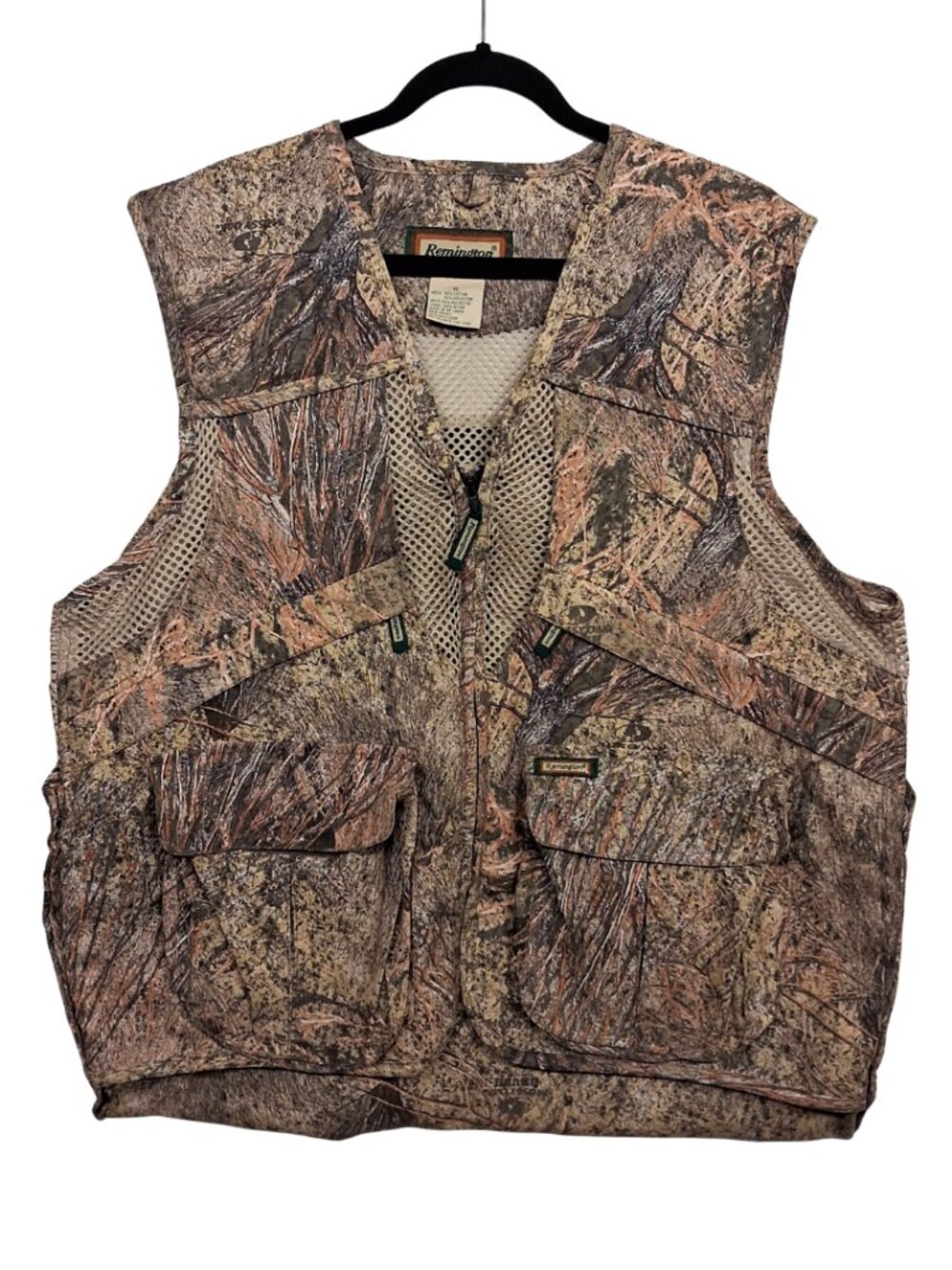 REMINGTON Mossy Oak Camo Vest Sleeveless Hunting Brown Tan Zipper XLarge